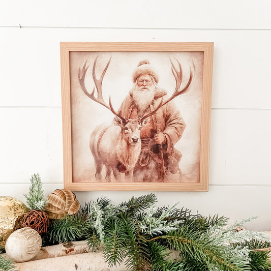 Vintage Santa Square Wood Sign