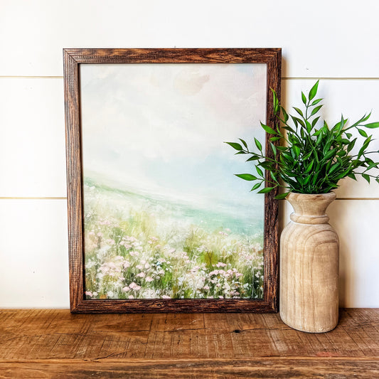 Spring Pastel Wildflower Print Wood Sign