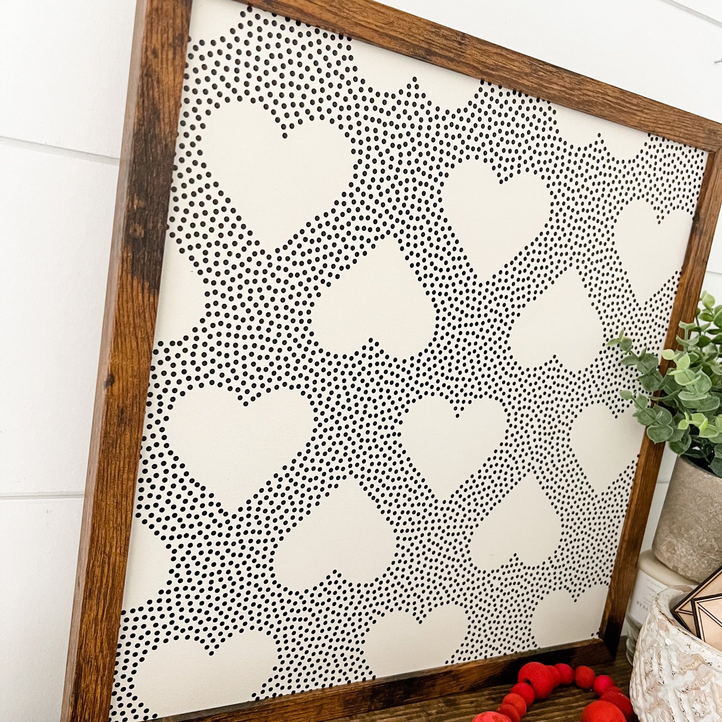 Polka Dot Heart Background Layering Sign