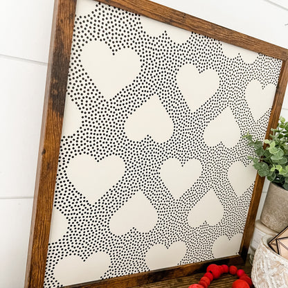 Polka Dot Heart Background Layering Sign