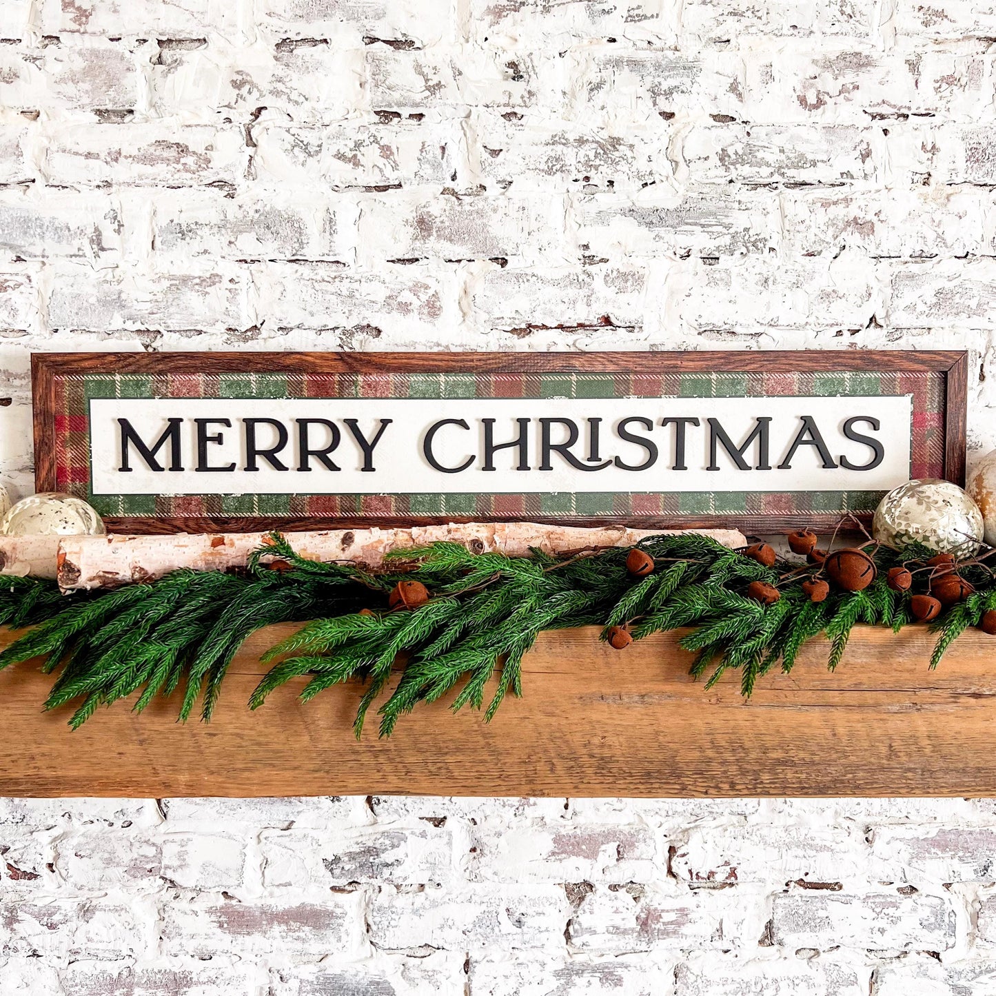 Plaid Merry Christmas Wood Sign