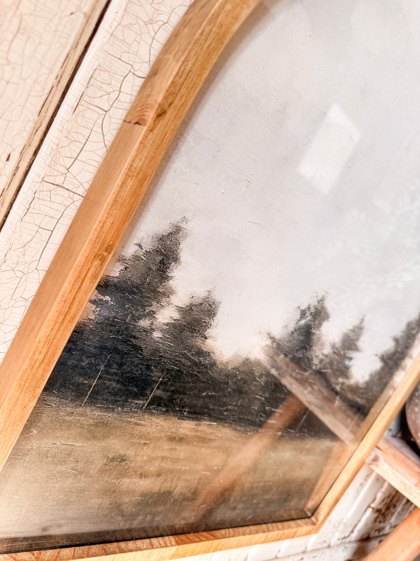 Neutral Vintage Tree Landscape Framed Arched Print