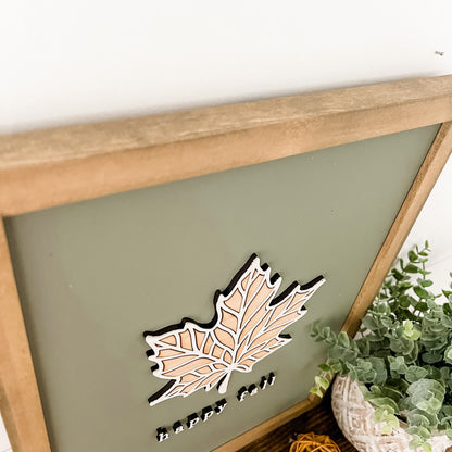 Happy Fall Leaf Wood Sign