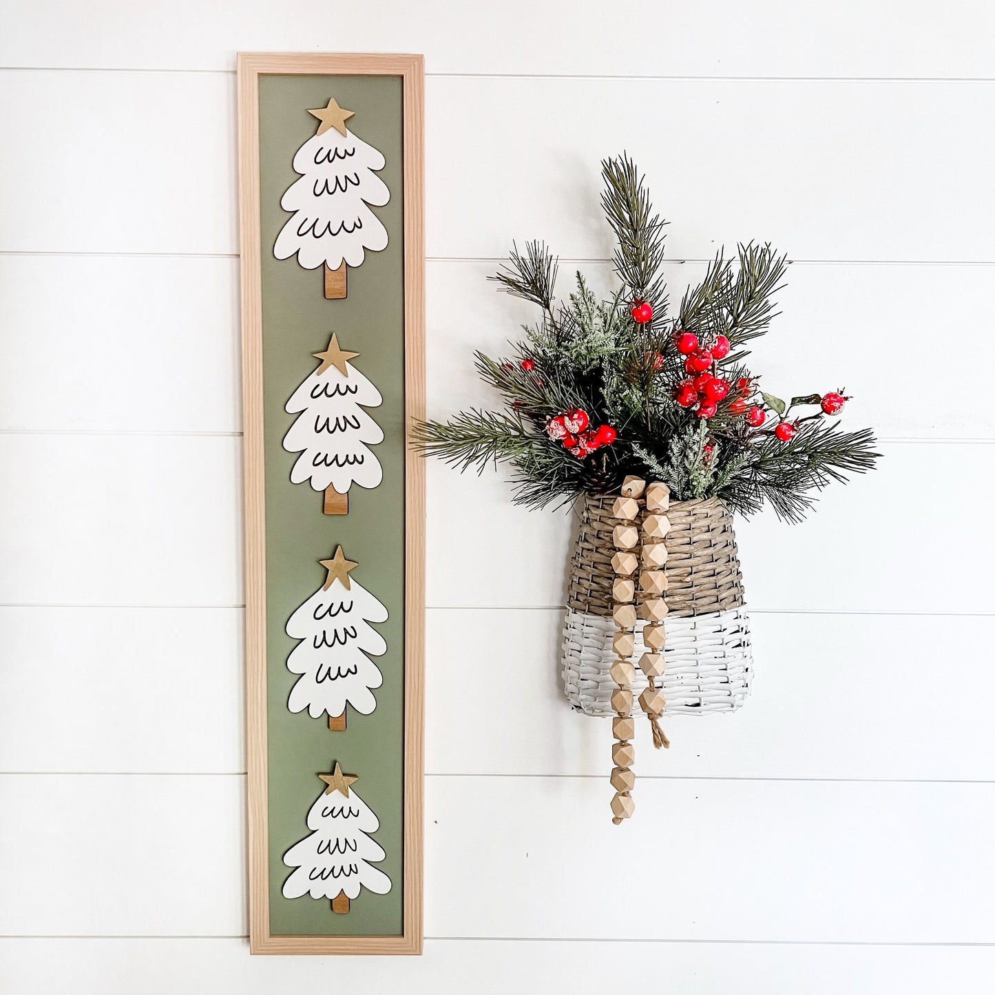 Whimsical Christmas Trees Skinny Laser Cut Sign
