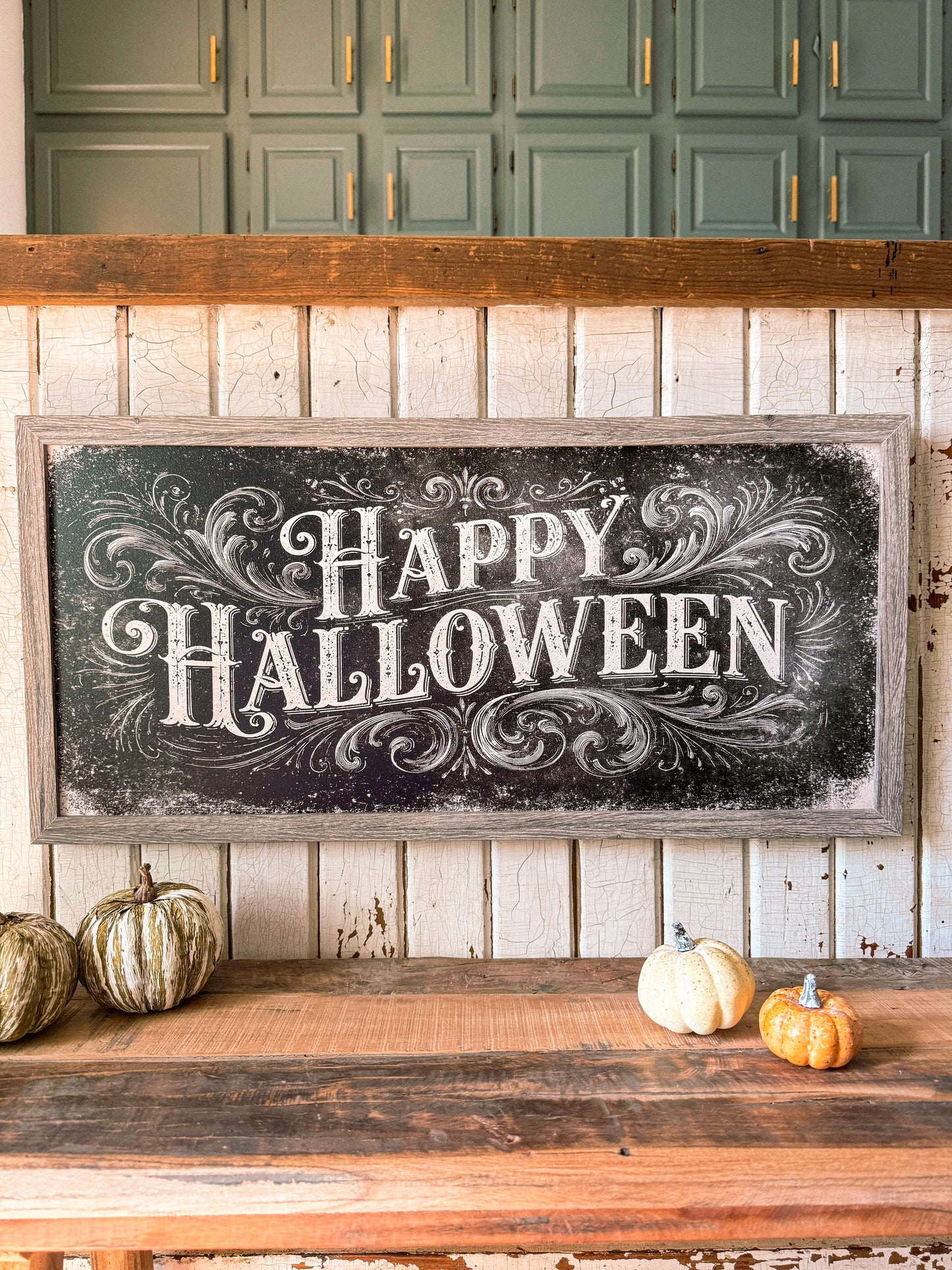 Happy Halloween Vintage Chalkboard Style Wood Sign