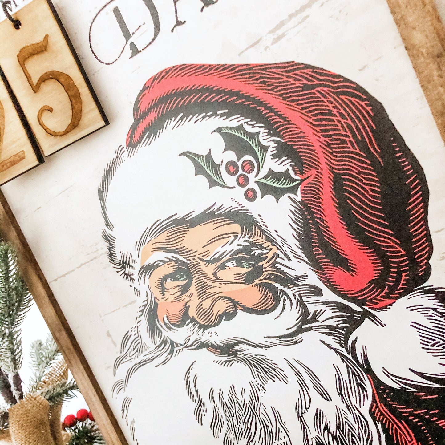 Santa Christmas Countdown Wood Sign