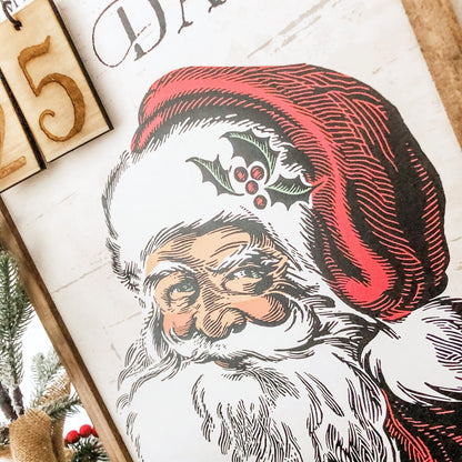 Santa Christmas Countdown Wood Sign