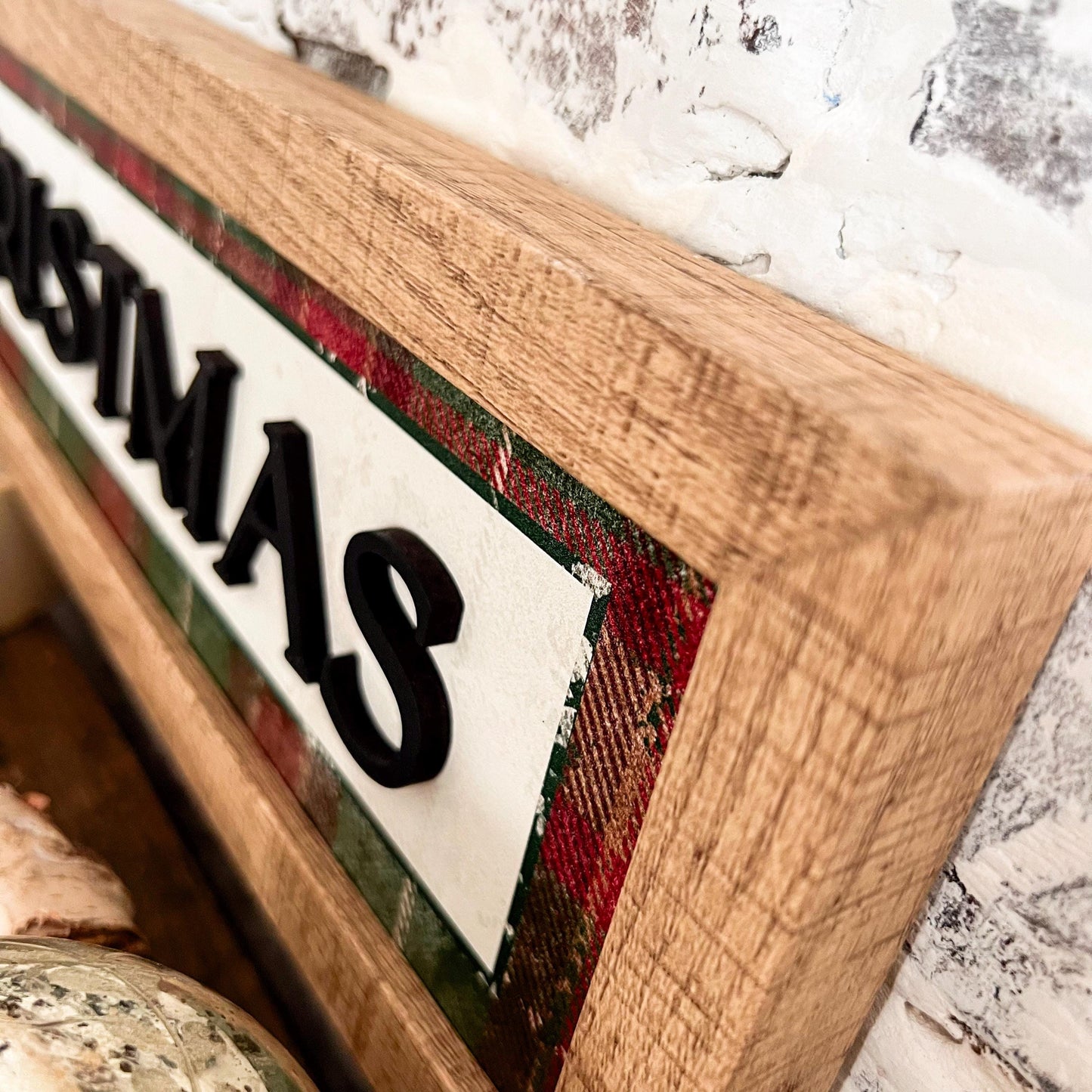 Plaid Merry Christmas Wood Sign