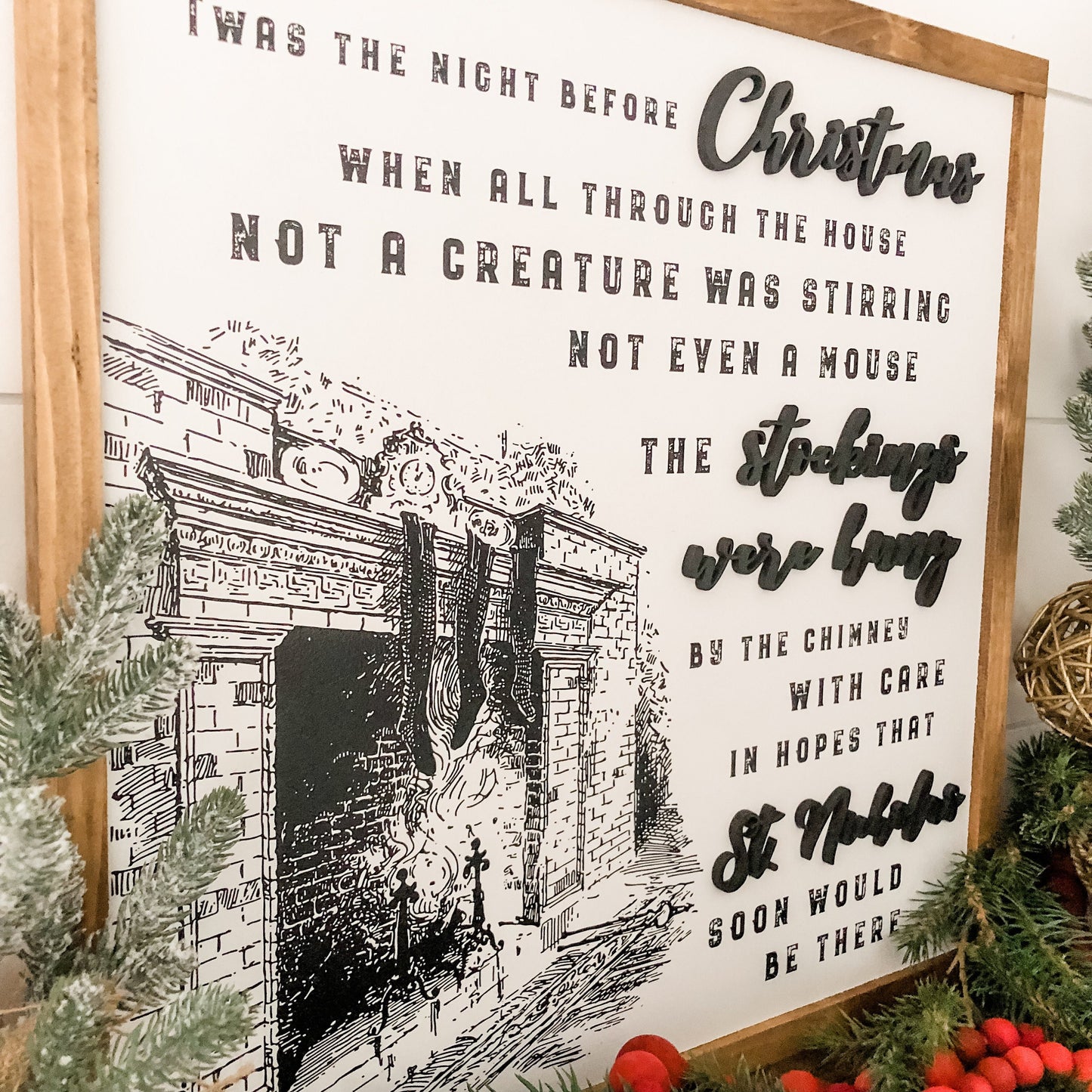 Night Before Christmas Quote Wood Sign