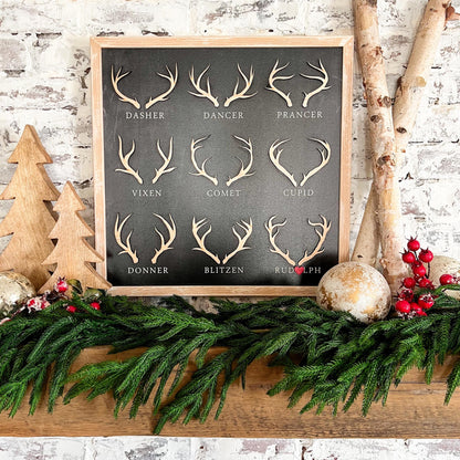 Reindeer Names Christmas Wood Sign