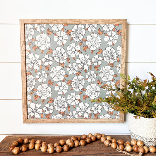 Whimsical Fall Floral Wood Sign