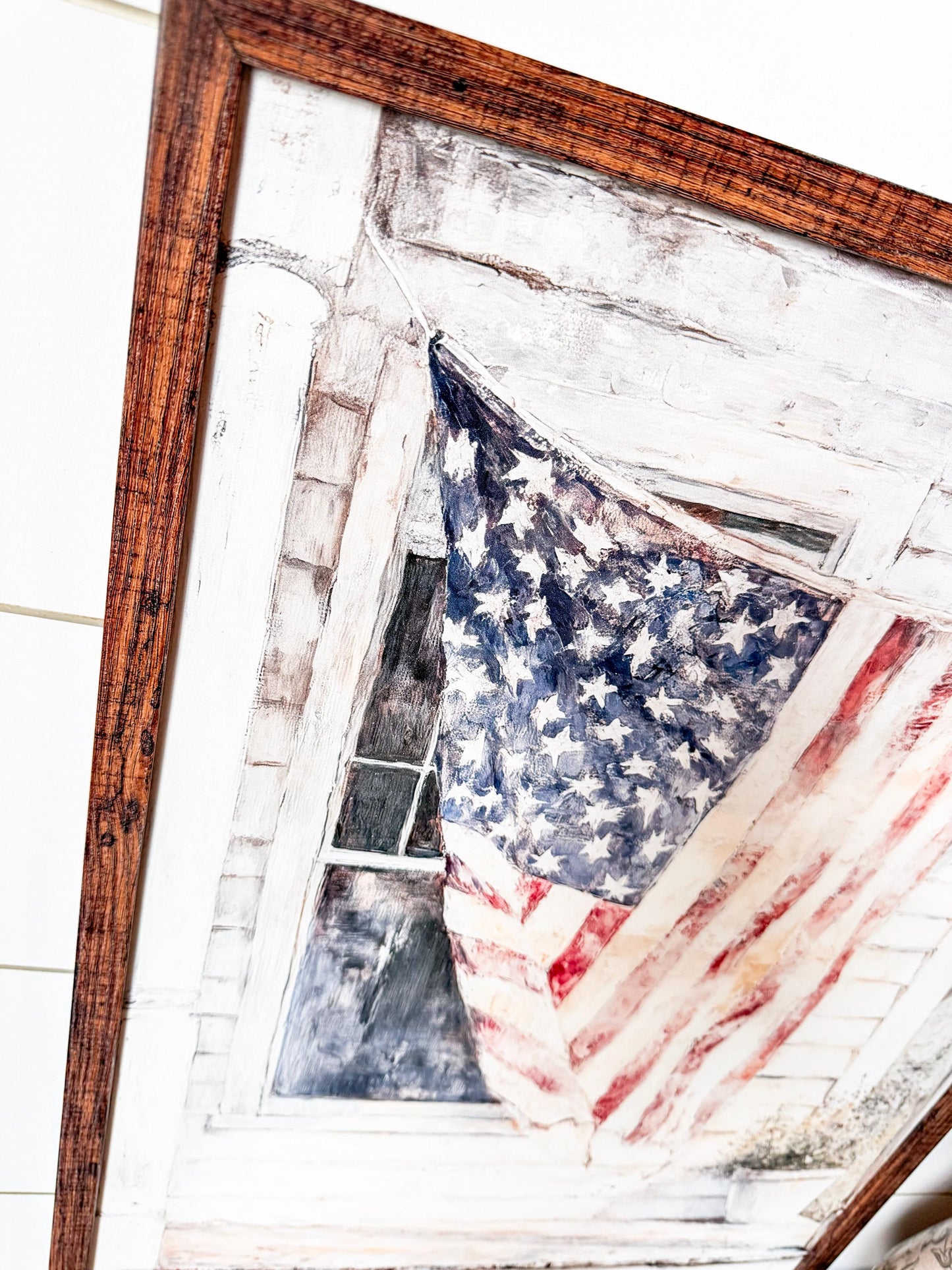 American Flag Farmhouse Porch Wood Sign