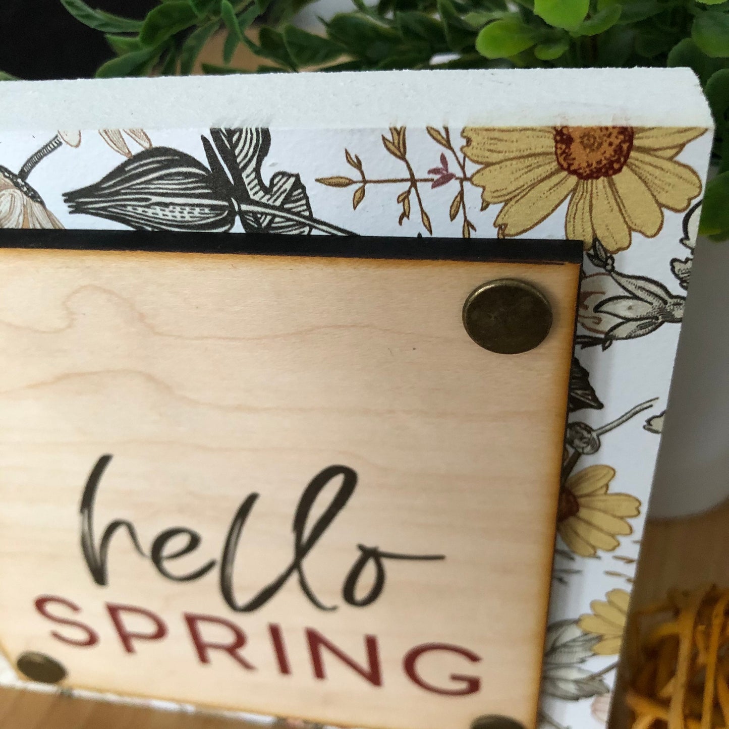 Hello Spring Mini Wood Block