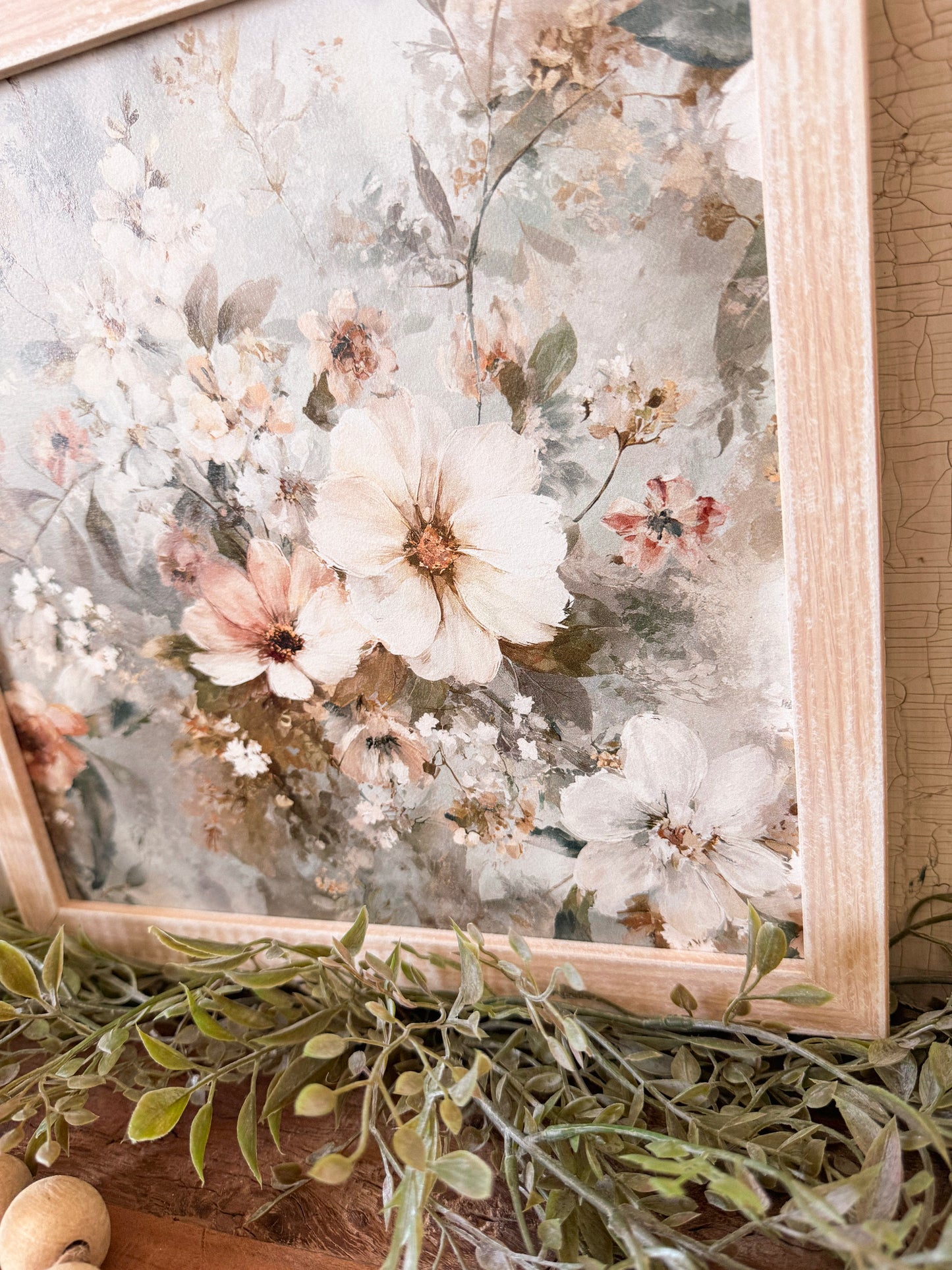 Pale Blue Spring Floral Layering Wood Sign