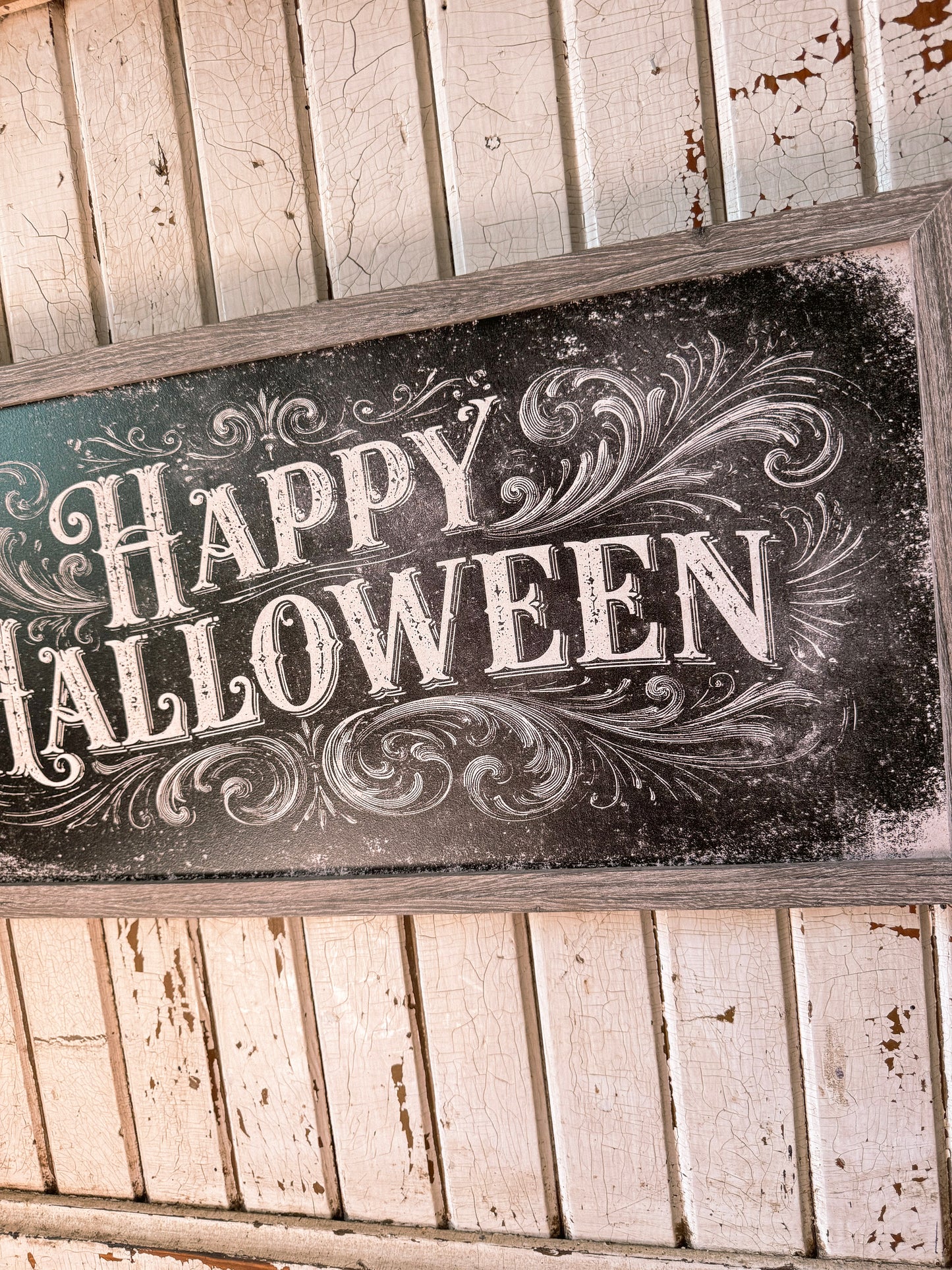 Happy Halloween Vintage Chalkboard Style Wood Sign