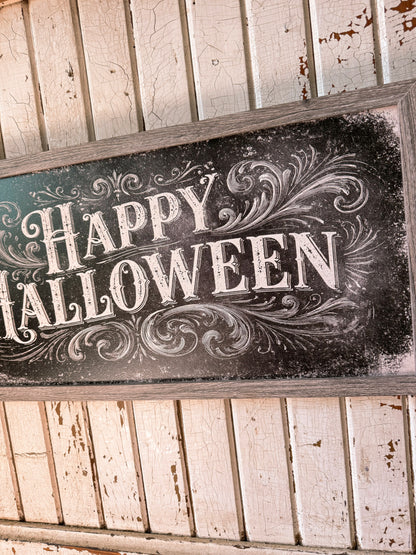 Happy Halloween Vintage Chalkboard Style Wood Sign