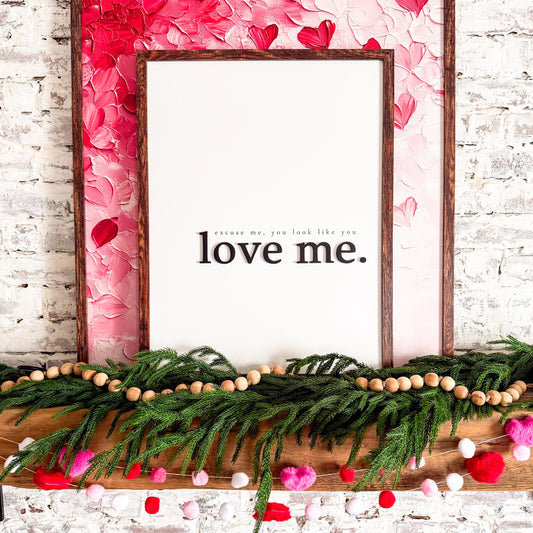 Excuse Me You Look Like You Love Me Wood Sign