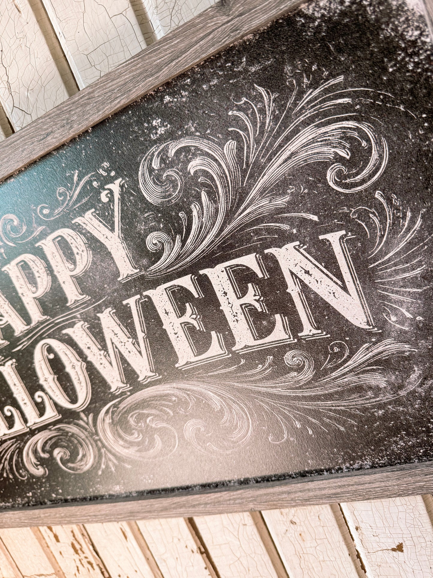 Happy Halloween Vintage Chalkboard Style Wood Sign