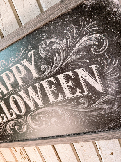 Happy Halloween Vintage Chalkboard Style Wood Sign