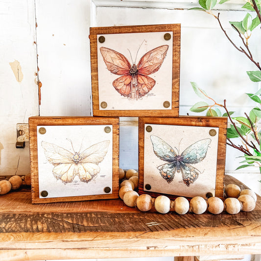 Butterfly Wood Mini Block Sign