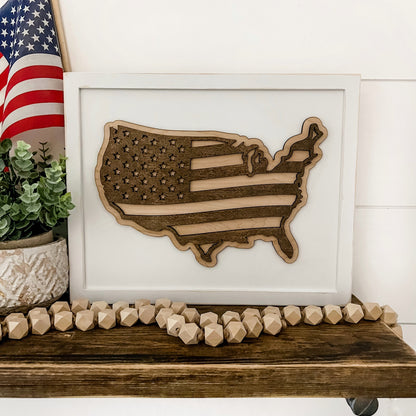 United States American Flag Laser Cut Sign