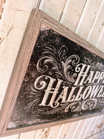 Happy Halloween Vintage Chalkboard Style Wood Sign