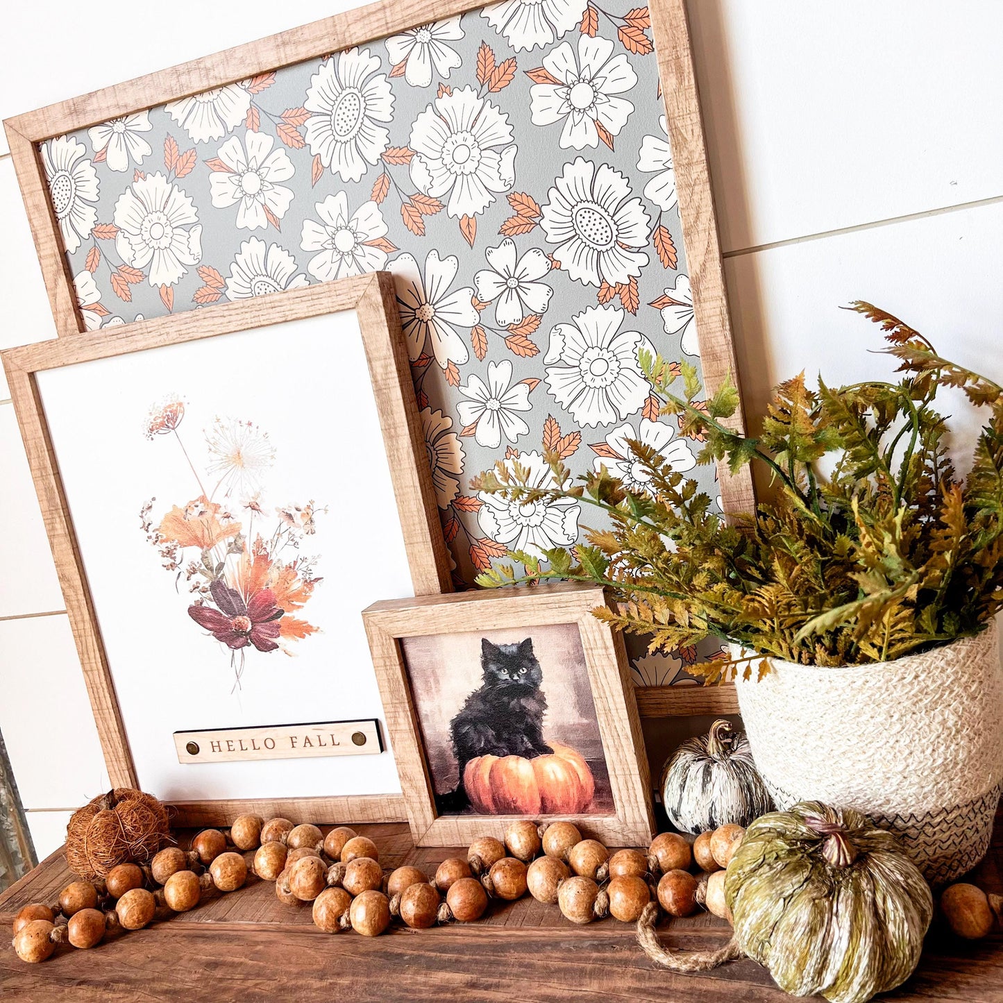 Whimsical Fall Floral Wood Sign