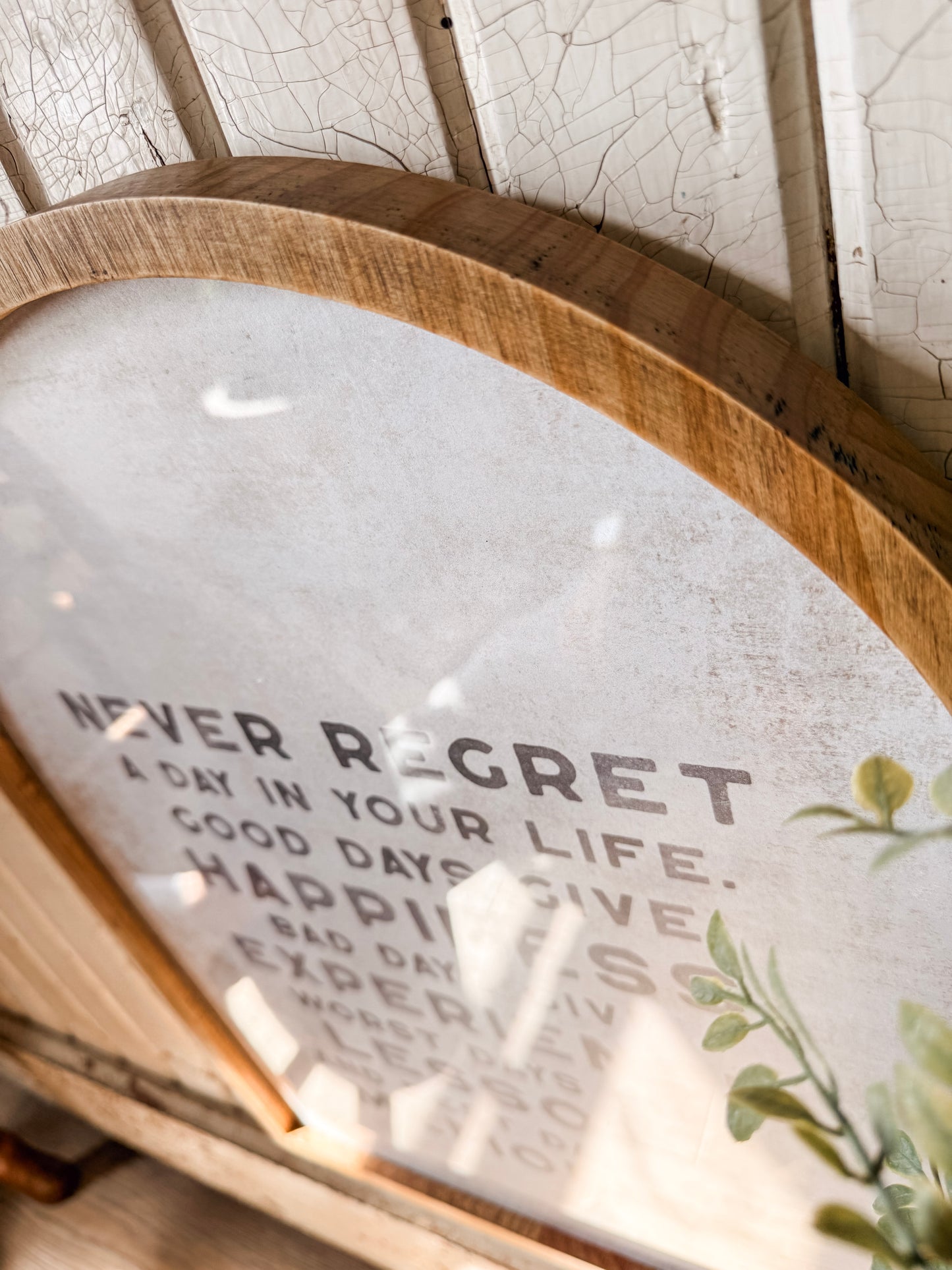 Never Regret A Day in Life Quote Framed Arched Print