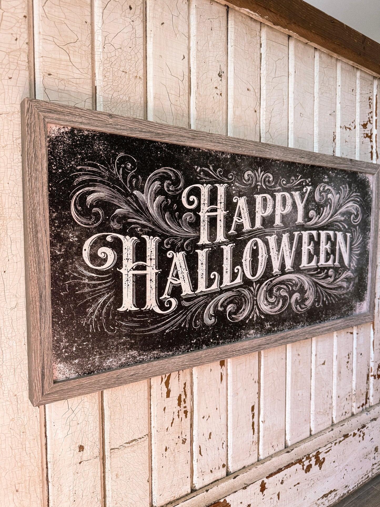 Happy Halloween Vintage Chalkboard Style Wood Sign