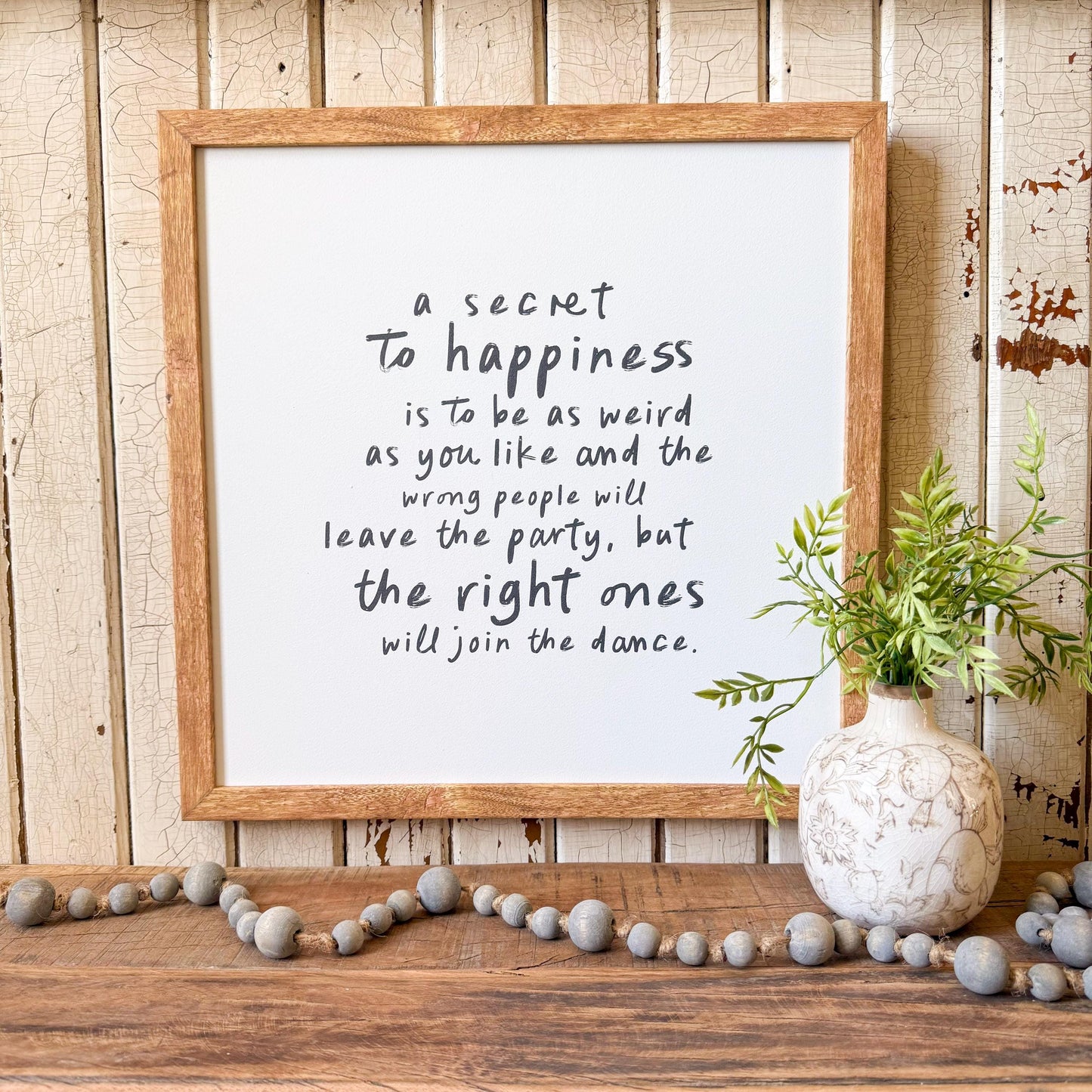 Secret to Happiness Quote Wall Art Print