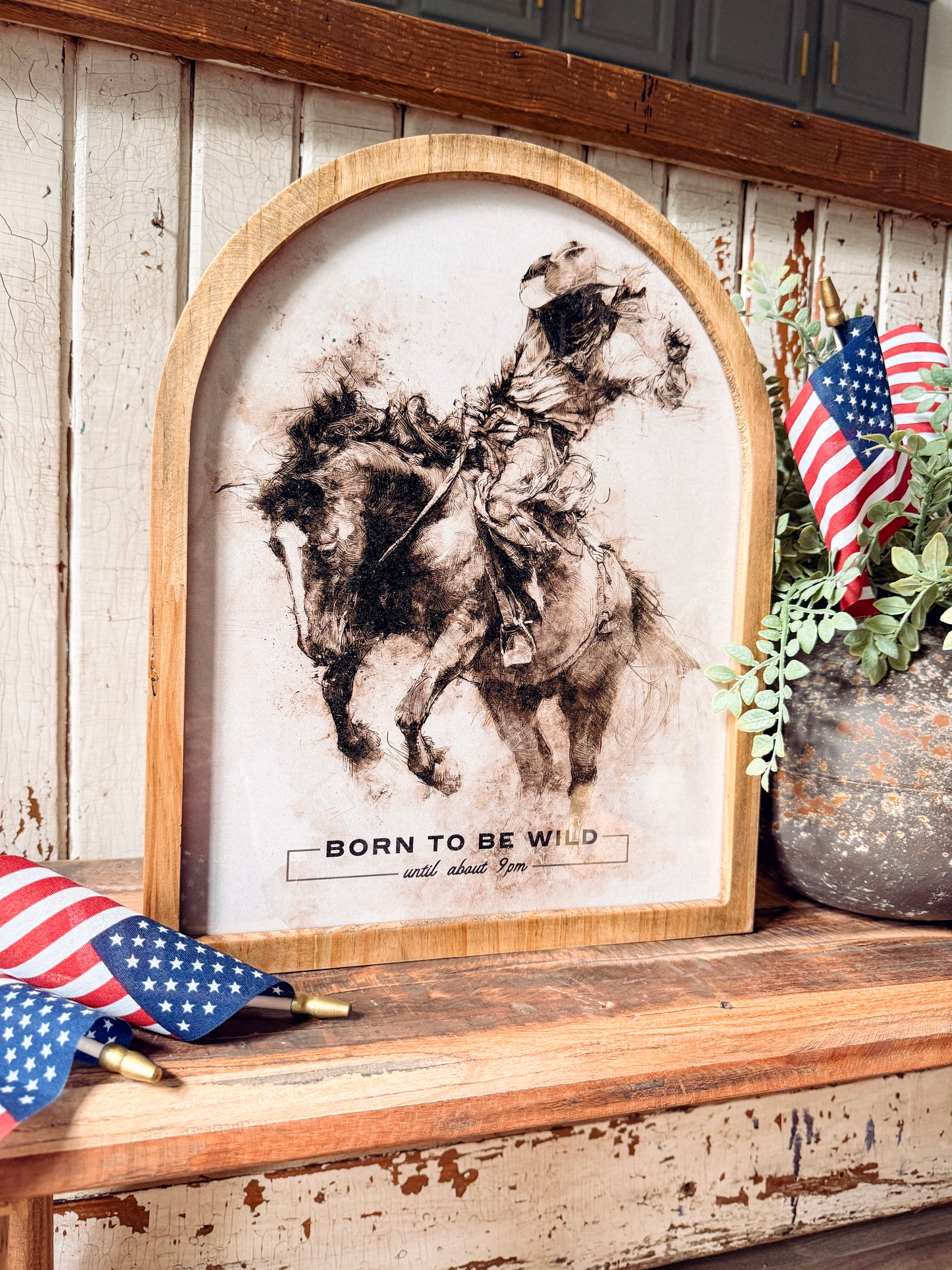 Born to be Wild Until 9pm Framed Arched Print