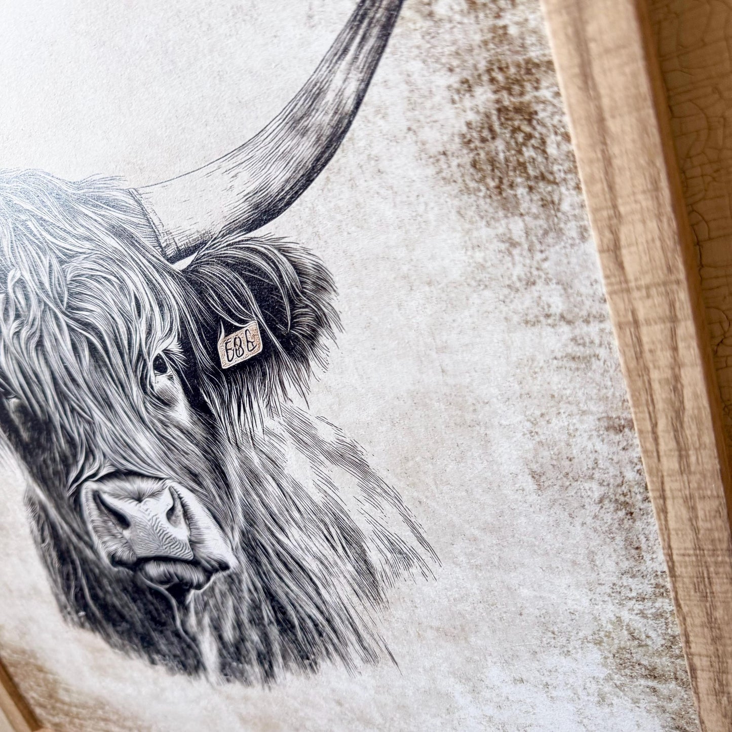 Neutral Vintage Highland Cow Art Print