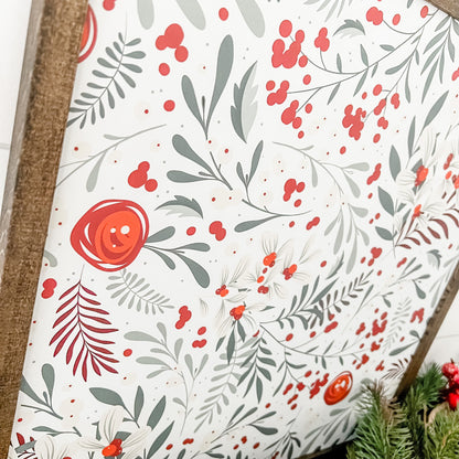 Winter Berry Christmas Floral Layering Sign