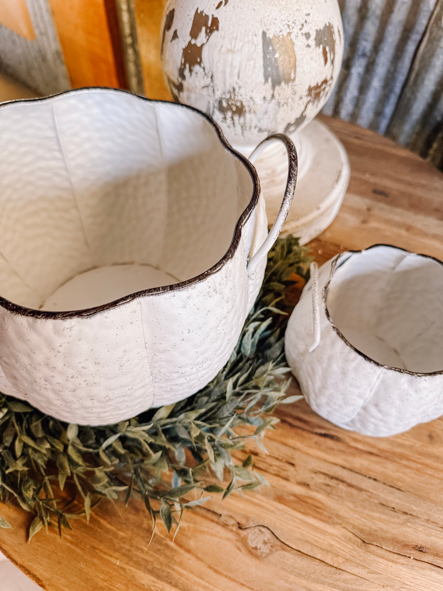 White Pumpkin Shaped Containers