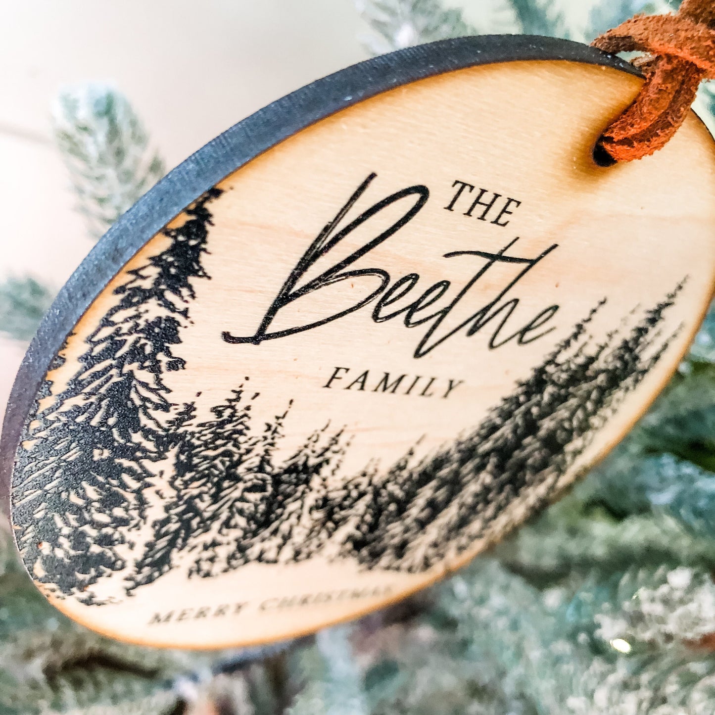 Merry Christmas Black Trees Family Ornament