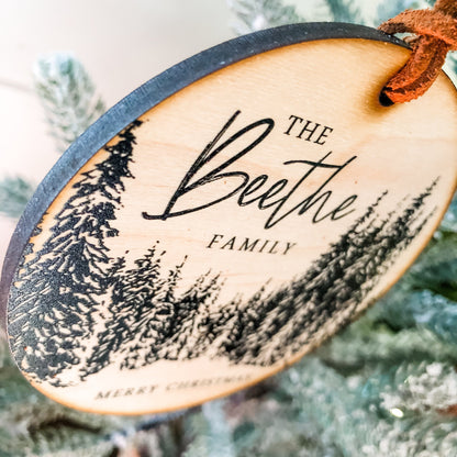 Merry Christmas Black Trees Family Ornament
