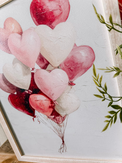 Pink/Red Balloon Hearts Valentines Day Wood Sign