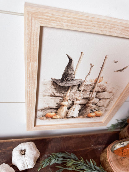 Three Brooms Halloween Wood Sign