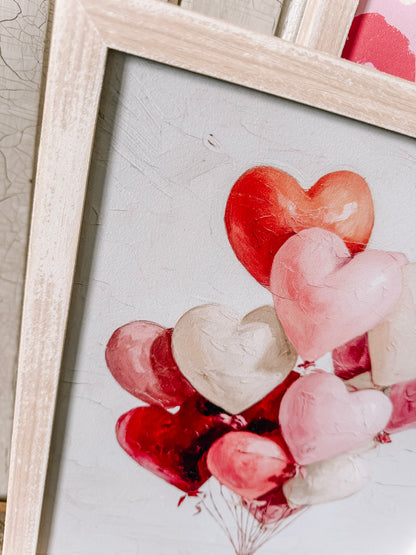 Pink/Red Balloon Hearts Valentines Day Wood Sign