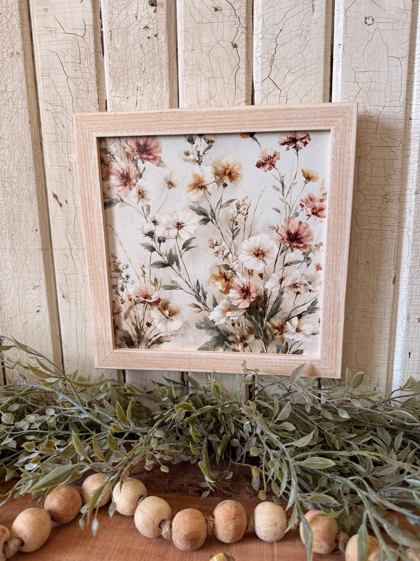 Neutral Spring/Summer Floral Layering Wood Sign
