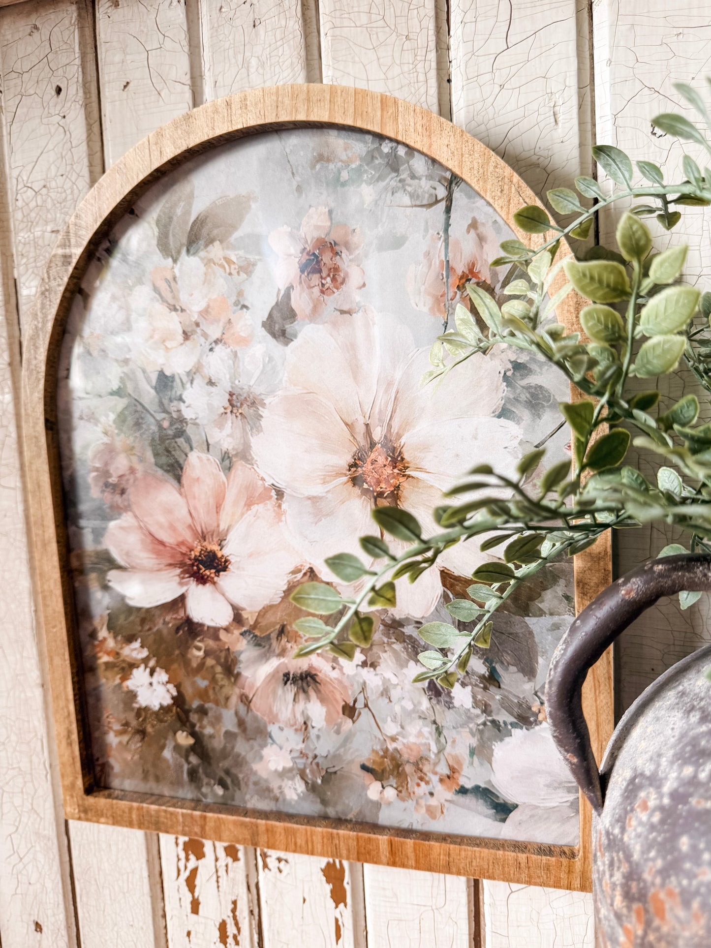 Blue Spring Floral Framed Arched Print