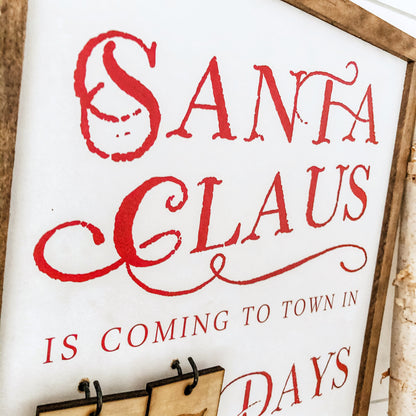 Santa Christmas Countdown Wood Sign