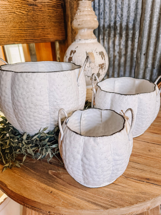 White Pumpkin Shaped Containers