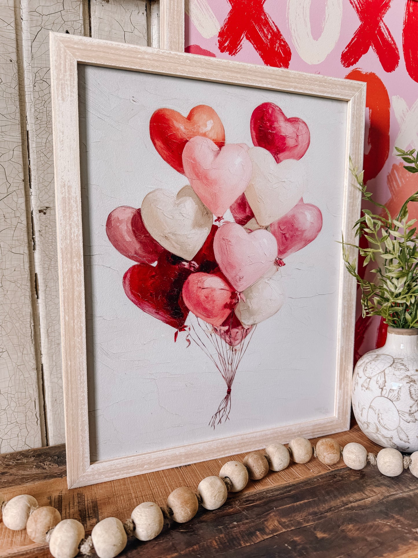 Pink/Red Balloon Hearts Valentines Day Wood Sign