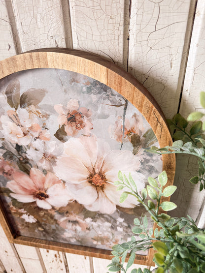 Blue Spring Floral Framed Arched Print