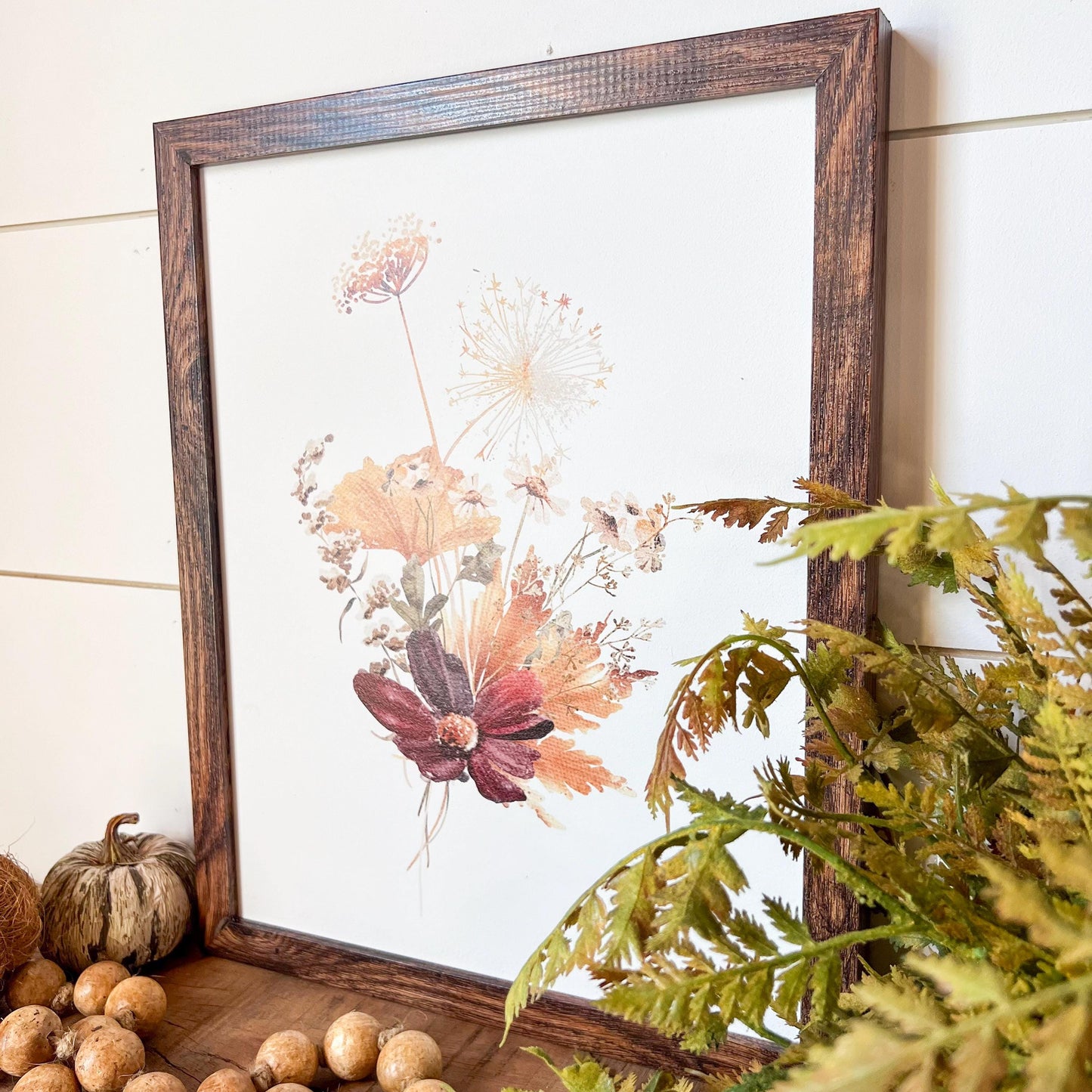 Burgundy Fall Floral Wood Sign