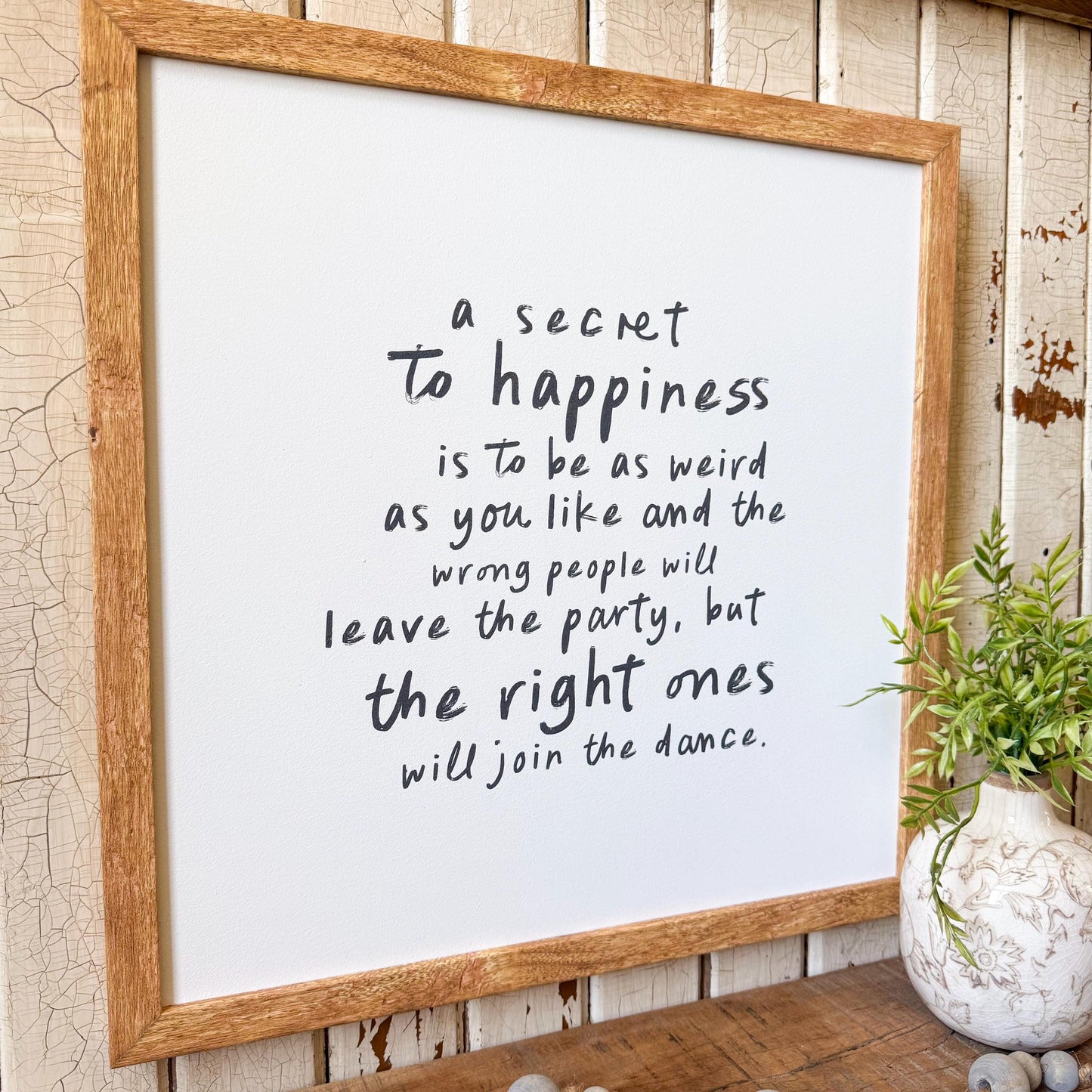 Secret to Happiness Quote Wall Art Print