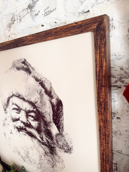 Vintage Black/White Santa Face Sign