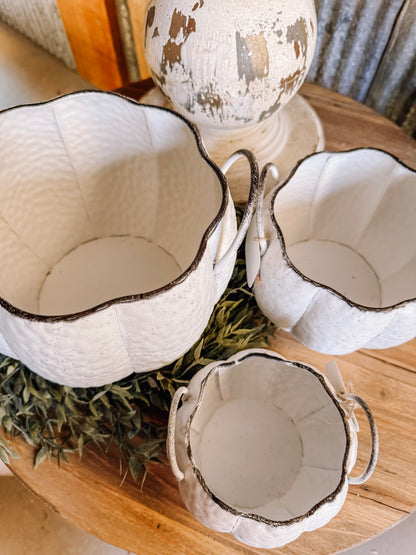 White Pumpkin Shaped Containers