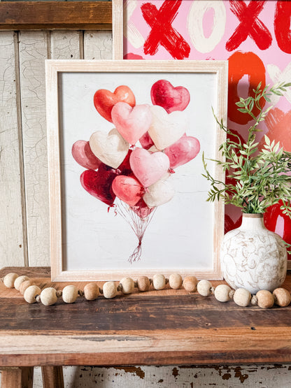 Pink/Red Balloon Hearts Valentines Day Wood Sign